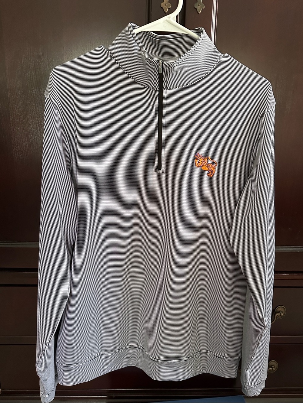 Peter Millar Clemson Vault Perth Sugar Stripe Performance Quarter-Zip